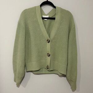 H&M Button-Front Cardigan Sweater Green Size XS